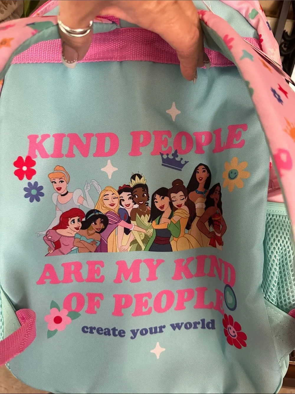 Disney Princess Backpack - Pink & Aqua with Character Badges